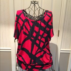 Red/Navy Blouse